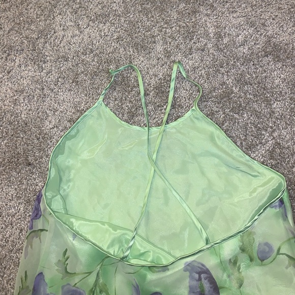 Lime Green & Purple Polyester Floral blouse sz M - Picture 12 of 13